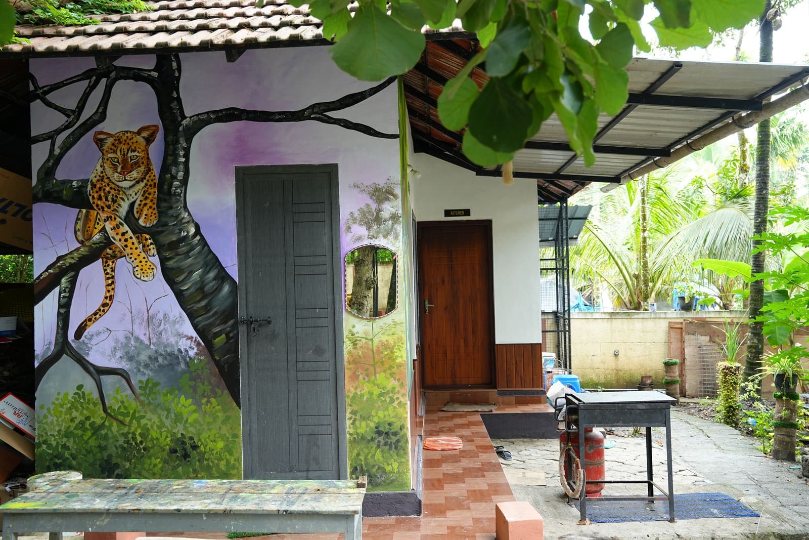 Kaivalyam kitchen and work area, view 2 — Kaivalyam Homestay, Padichira, Wayanad