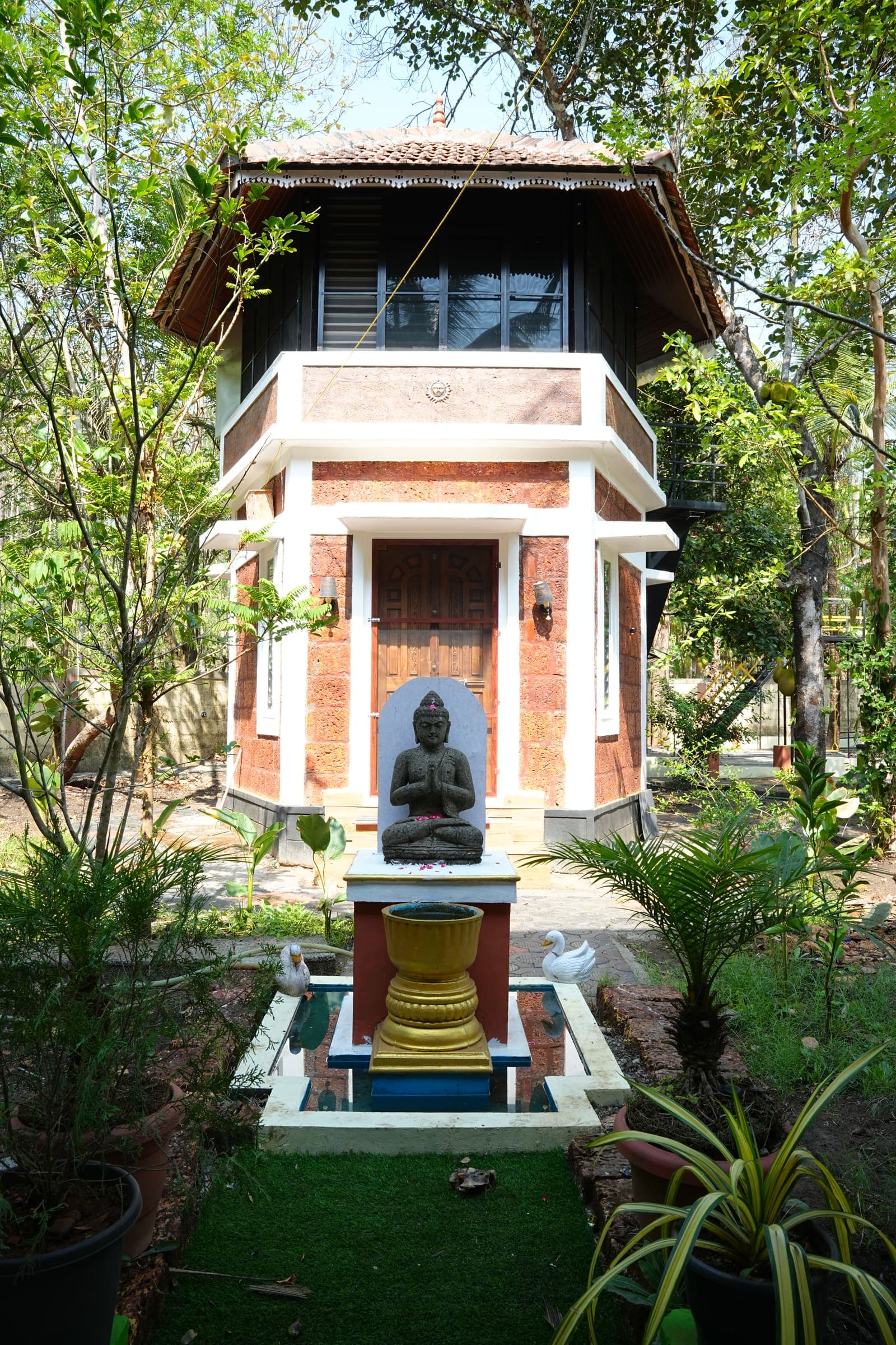 Library Entrance Door — Kaivalyam Homestay, Padichira, Wayanad