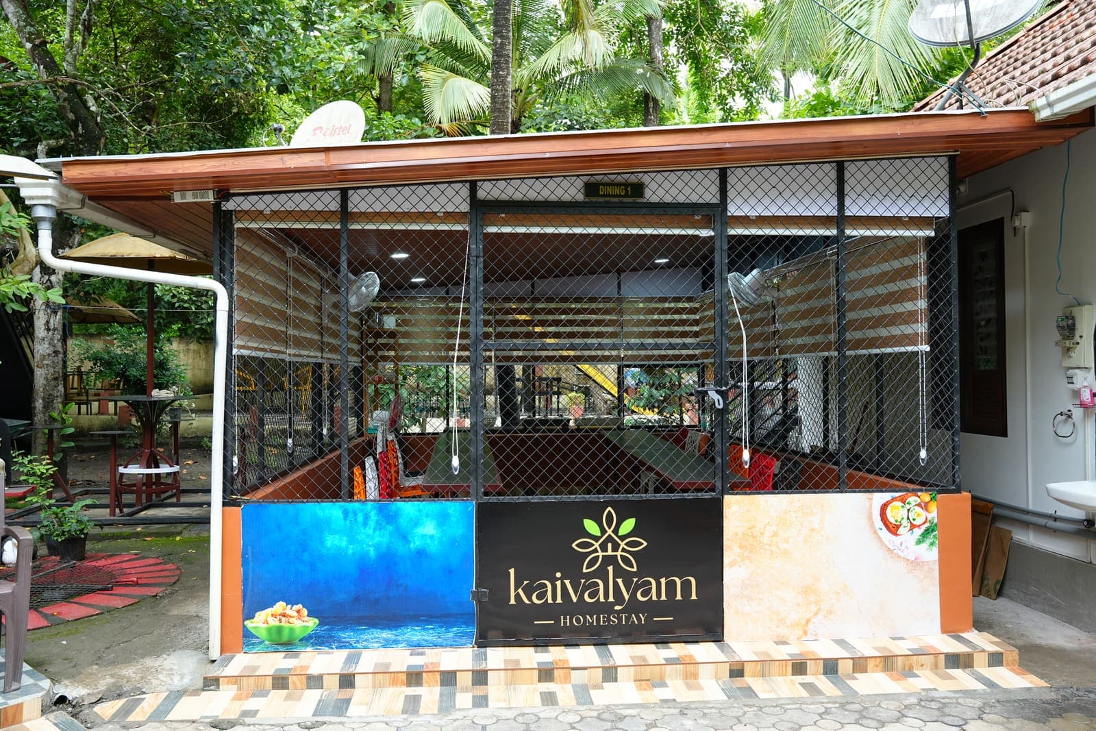 Dining pavilion at Kaivalyam Homestay, view 1 — Kaivalyam Homestay, Padichira, Wayanad